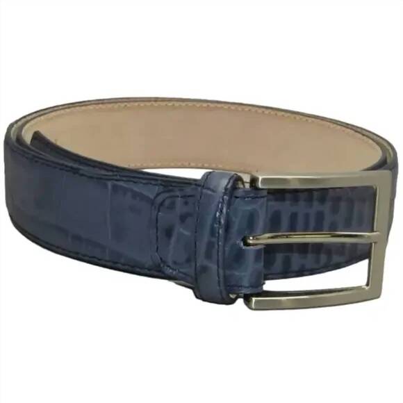 NEW FRESCO GOLF men's leather alligator embossed belt in blue